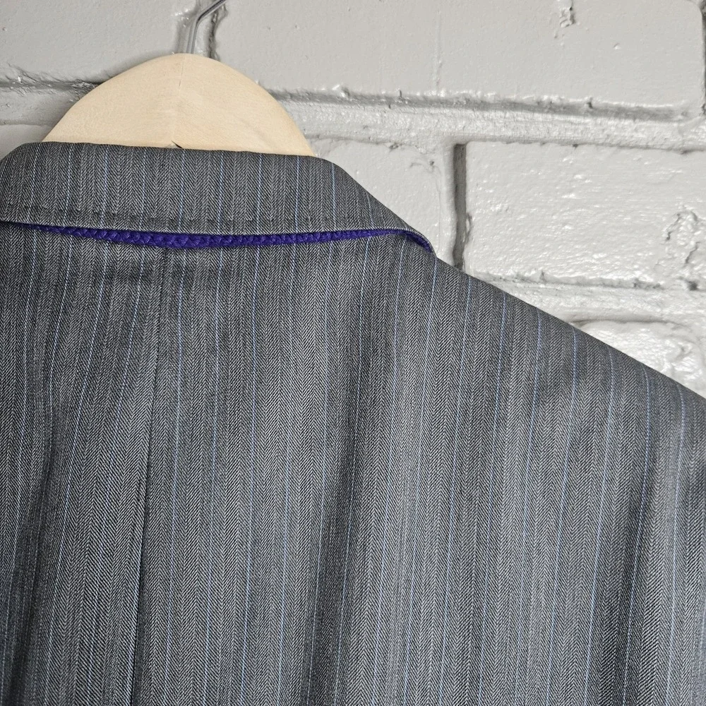 Ted Baker Endurance Suit Blazer Jacket‎ Mens 46R Gray Wool Pinstripe